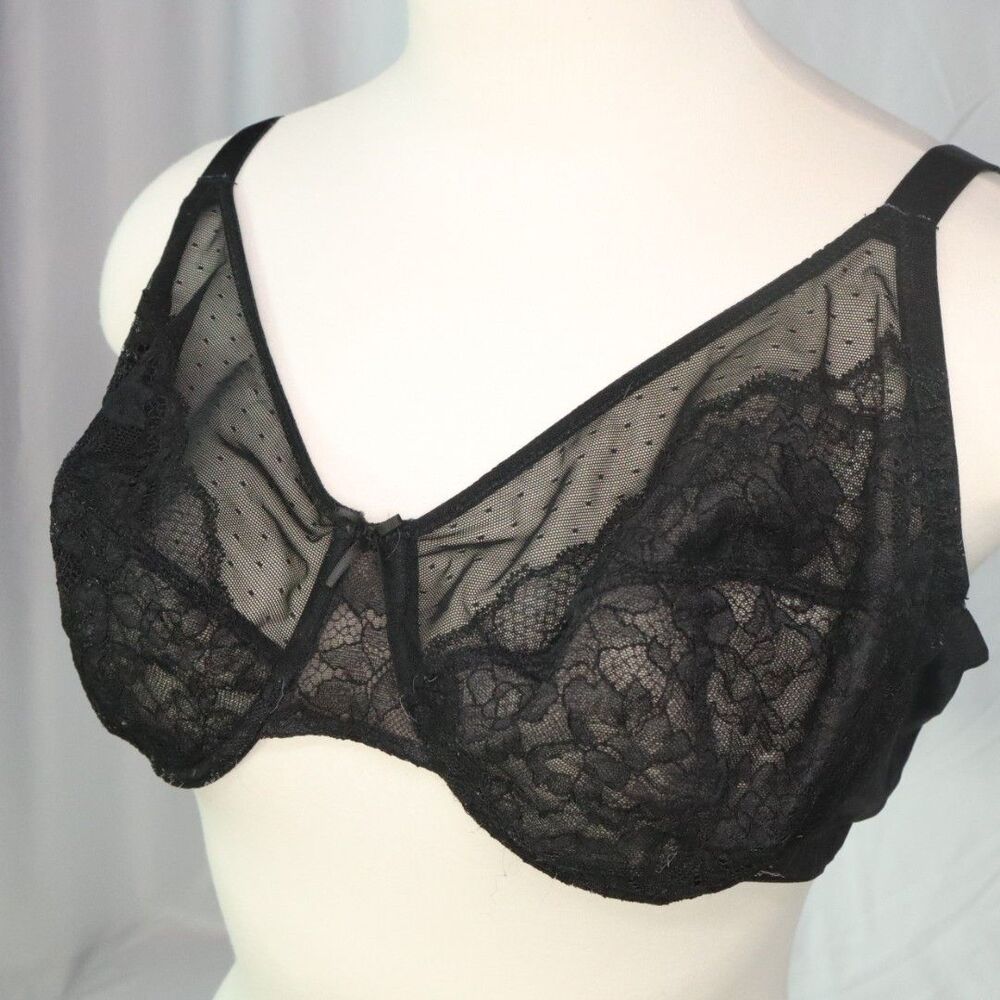 HSIA Black Lace Bra Underwire Size 44C Non-padded